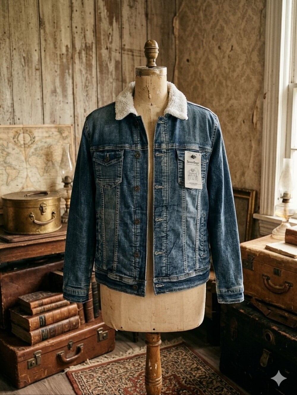 Jeaniologie Sherpa-Lined Denim Jacket - Size M - NWT